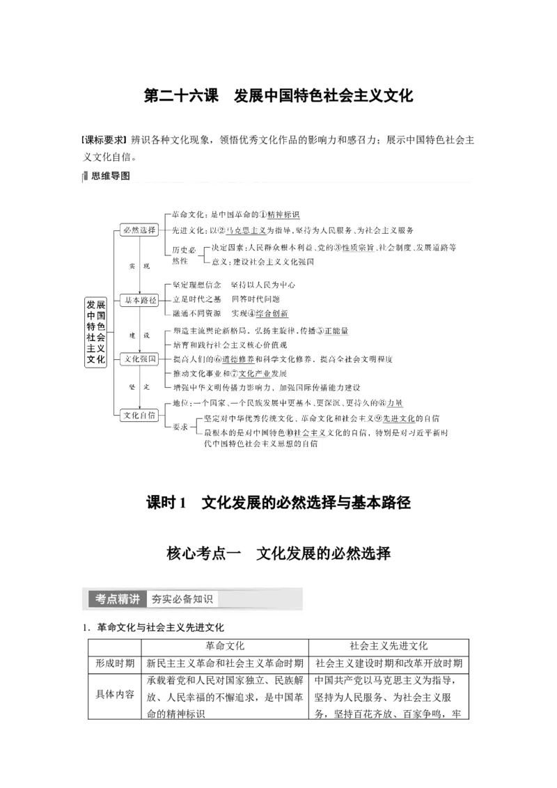 2024年高考政治一轮复习（部编版）必修4　第26课　课时1　文化发展的必然选择与基本路径_8.2025政治总复习_2024年新高考资料_1.2024一轮复习_2024年高考政治一轮复习讲义（部编版）