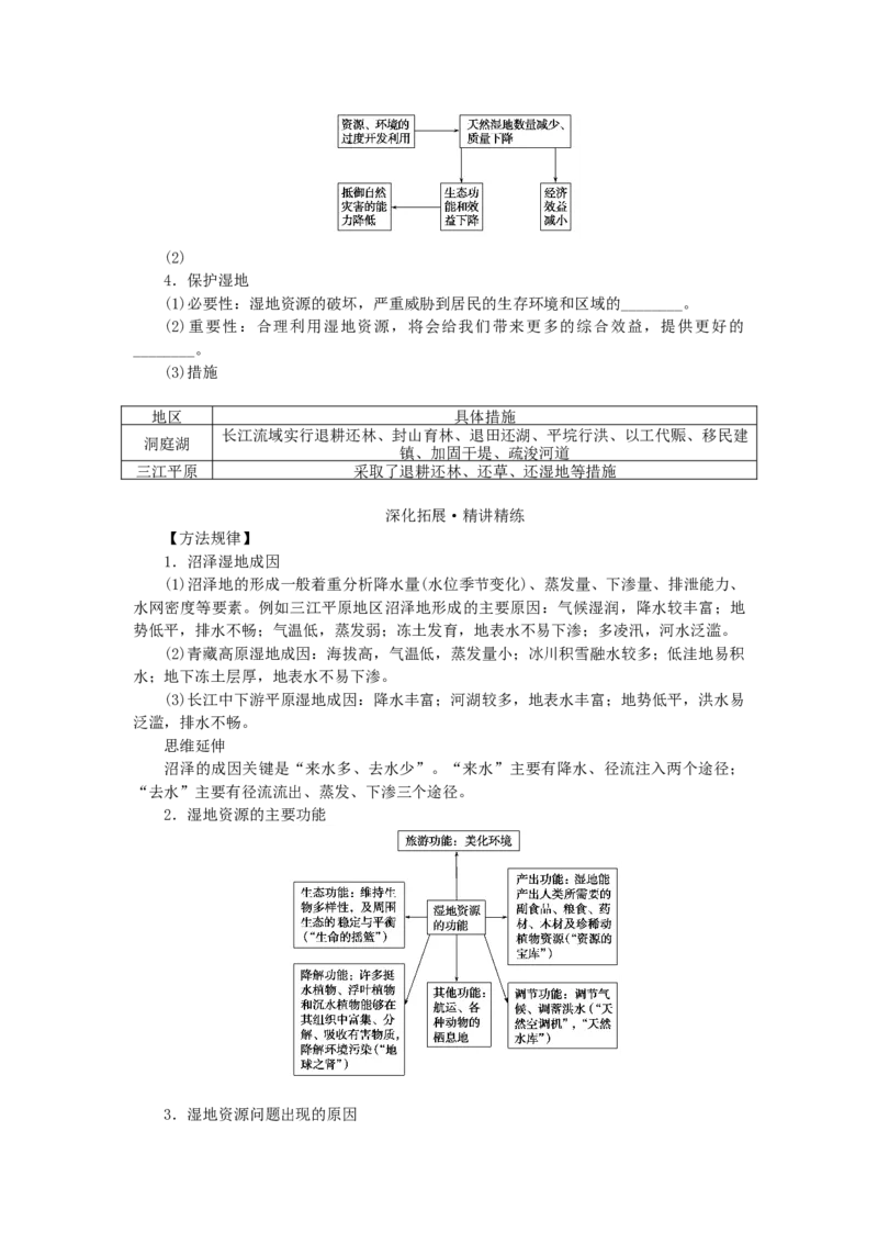 统考版2023版高三地理一轮复习第31讲湿地资源的开发与保护__以洞庭湖区为例学生用书_9.2025地理总复习_赠品通用版（老高考）复习资料_一轮复习
