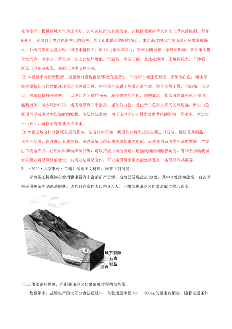 类型08水循环与陆地水体的相互关系（解析版）_9.2025地理总复习_2023年新高考复习资料_专项复习_2023年高考地理实践力之图形绘制或填涂类题型突破（新高考）