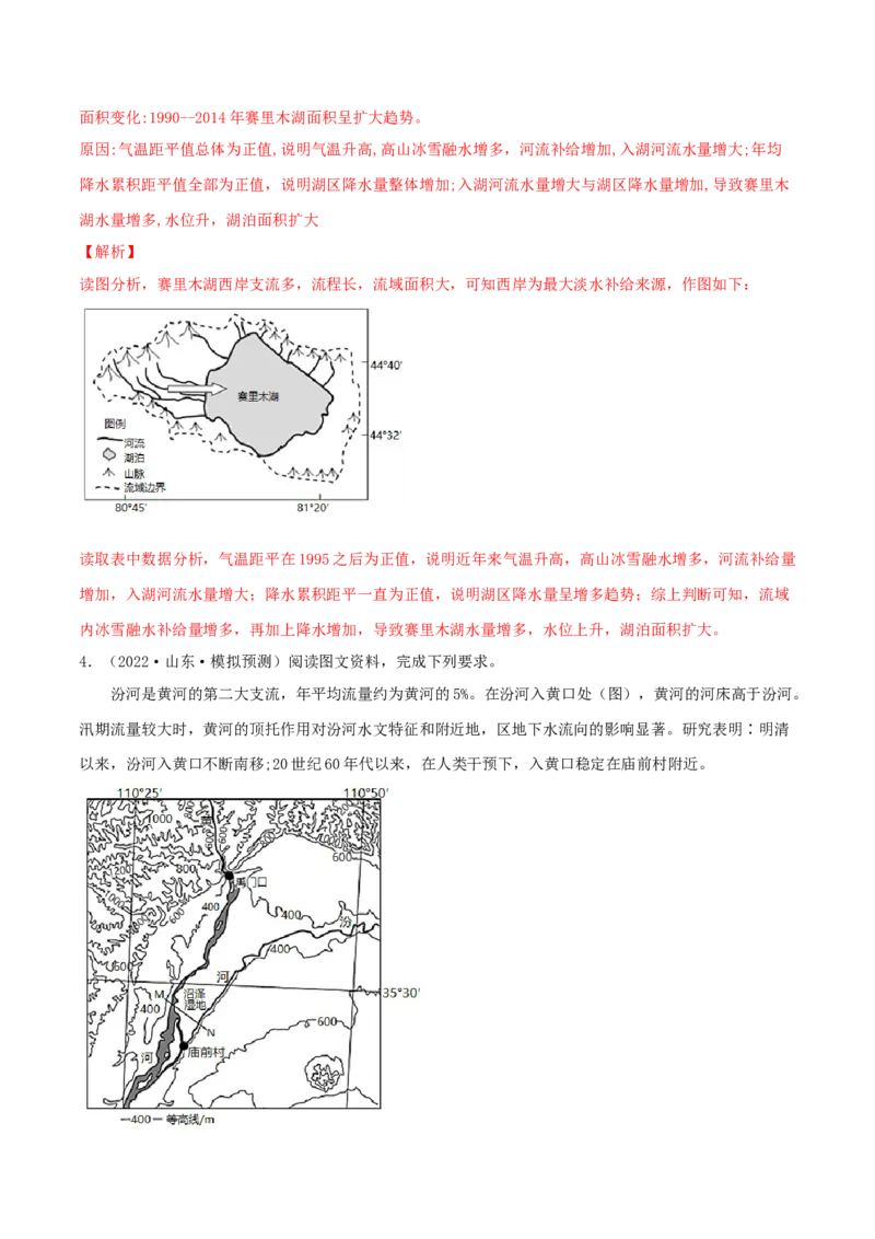 类型08水循环与陆地水体的相互关系（解析版）_9.2025地理总复习_2023年新高考复习资料_专项复习_2023年高考地理实践力之图形绘制或填涂类题型突破（新高考）