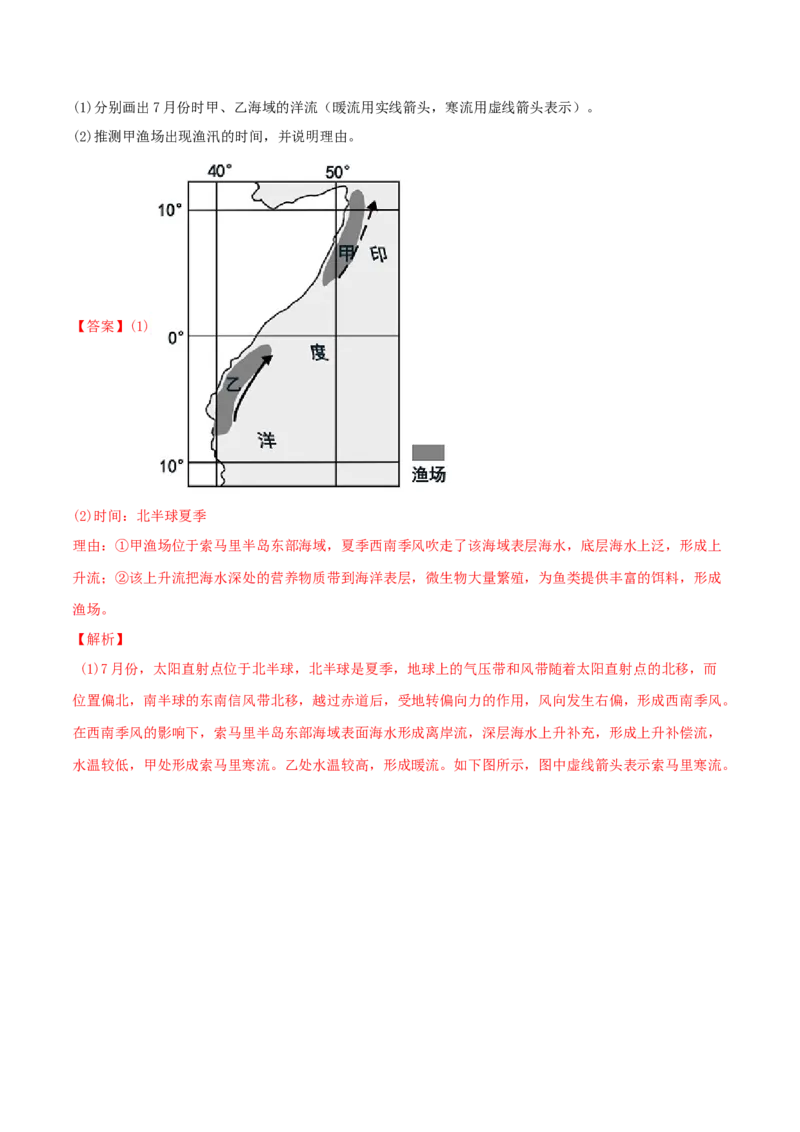 类型09海水的性质、运动与海&mdash;&mdash;气相互作用（解析版）_9.2025地理总复习_2023年新高考复习资料_专项复习_2023年高考地理实践力之图形绘制或填涂类题型突破（新高考）