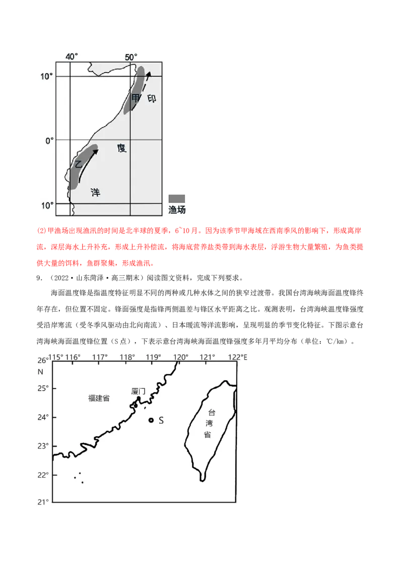 类型09海水的性质、运动与海&mdash;&mdash;气相互作用（解析版）_9.2025地理总复习_2023年新高考复习资料_专项复习_2023年高考地理实践力之图形绘制或填涂类题型突破（新高考）