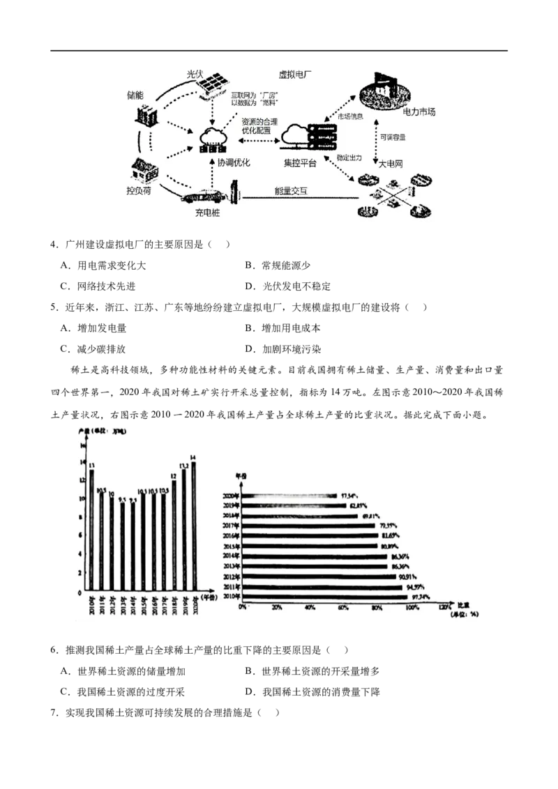 考点01资源安全对国家安全的影响-2023年高考地理一轮复习小题多维练（新高考专用）（原卷版）_9.2025地理总复习_2023年新高考复习资料_一轮复习_资源安全与国家安全