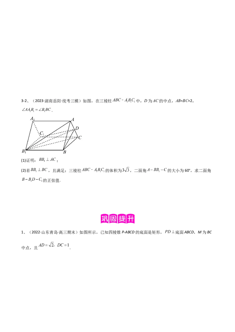 专题12运用空间向量研究立体几何问题（1）（原卷版）_2.2025数学总复习_2024年新高考资料_2.2024二轮复习_2024年高三数学二轮优化提优专题训练