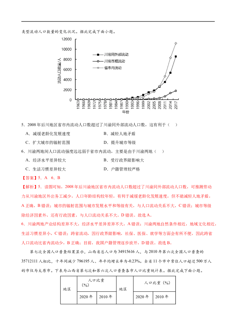 考点02人口迁移-2023年高考地理一轮复习小题多维练（解析版）_9.2025地理总复习_2023年新高考复习资料_一轮复习_2023年高考地理一轮复习小题多维练（新高考专用）_人口