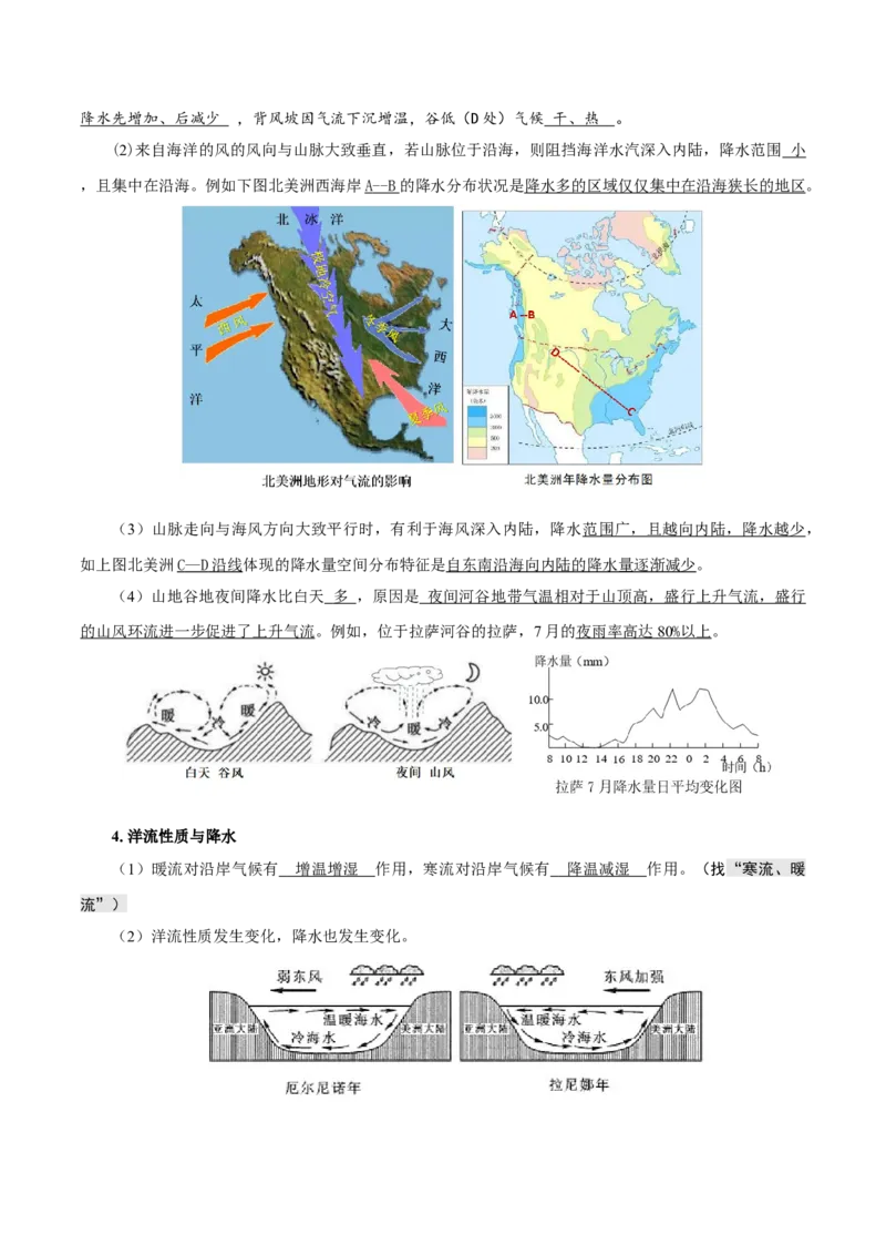 重难点06降水因素与影响、水分资源与植被农业水资源、旱灾涝灾雪灾-2024年高考地理热点&middot;重点&middot;难点专练（上海新高考专用）（原卷版）_9.2025地理总复习_2024年新高考资料