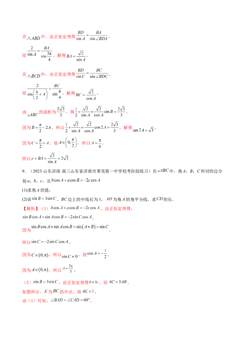 专题12正余弦定理妙解三角形问题和最值问题（练习）（解析版）_2.2025数学总复习_2024年新高考资料_2.2024二轮复习_2024年高考数学二轮复习讲练（新教材新高考）