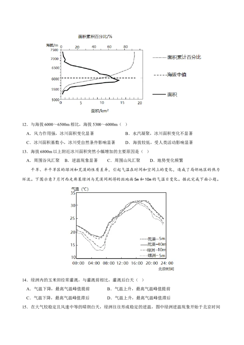 逆温-2023年高三地理二轮小专题练习（新课标）（原卷版）_9.2025地理总复习_2023年新高考复习资料_二轮复习_寒假小练2023年高三地理二轮小专题练习（新课标）291470456