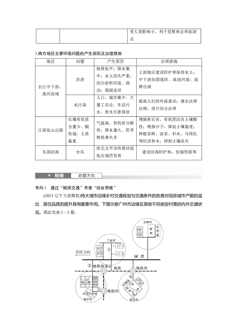 第五部分第二章第2讲课时87　南方地区_9.2025地理总复习_2025年新高考资料_一轮复习_2025高考大一轮复习讲义+练习（完结）_2025高考大一轮复习地理（湘教版）_第五部分区域地理
