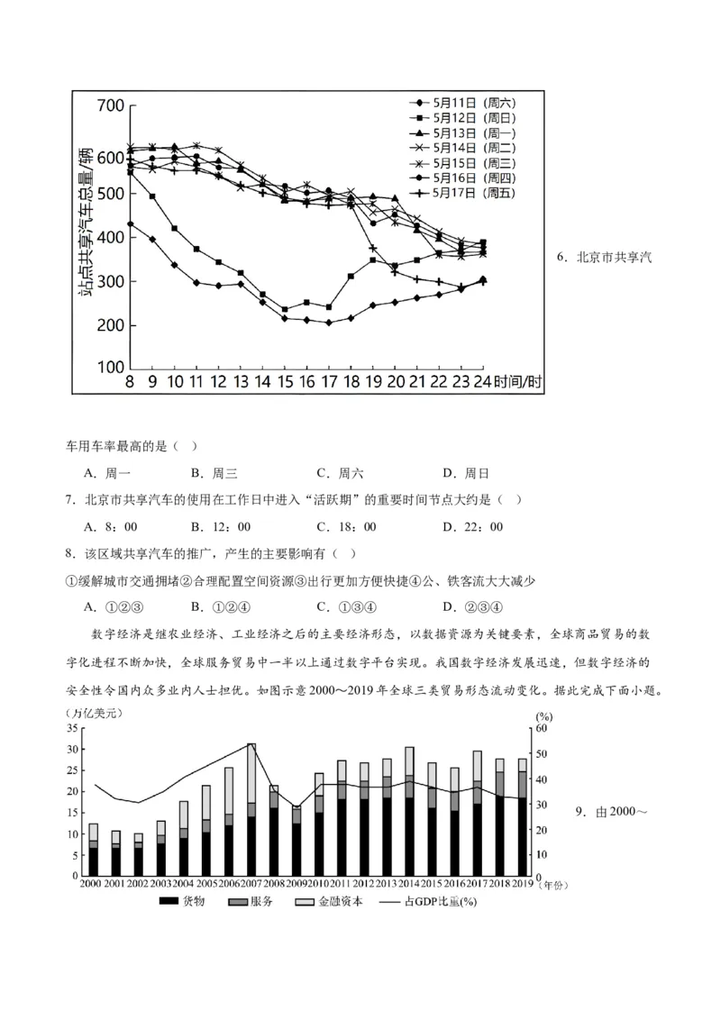 重难点13交通运输布局与中国新基建-2024年高考地理热点&middot;重点&middot;难点专练（新高考专用）（原卷版）_9.2025地理总复习_2024年新高考资料_3.2024专项复习