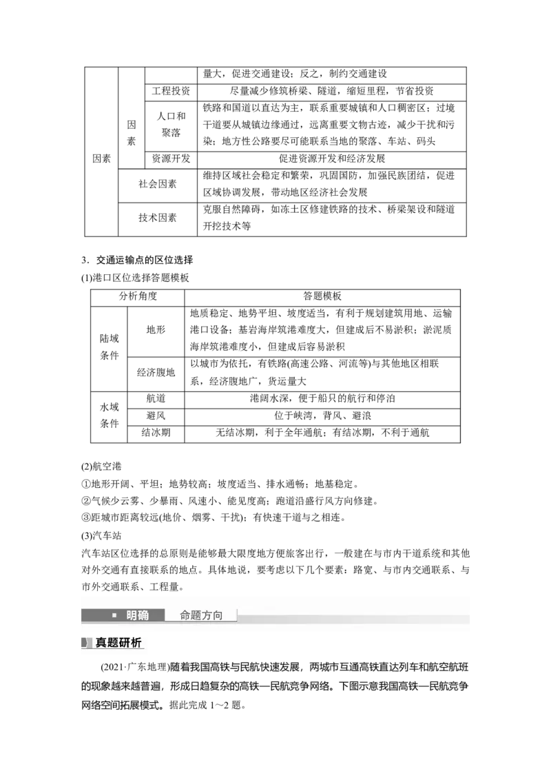 第二部分　第四章　课时54　区域发展对交通运输布局的影响_9.2025地理总复习_2024年新高考资料_1.2024一轮复习_2024年高考地理一轮复习讲义（新人教版）_学生版在此文件夹_大一轮复习讲义