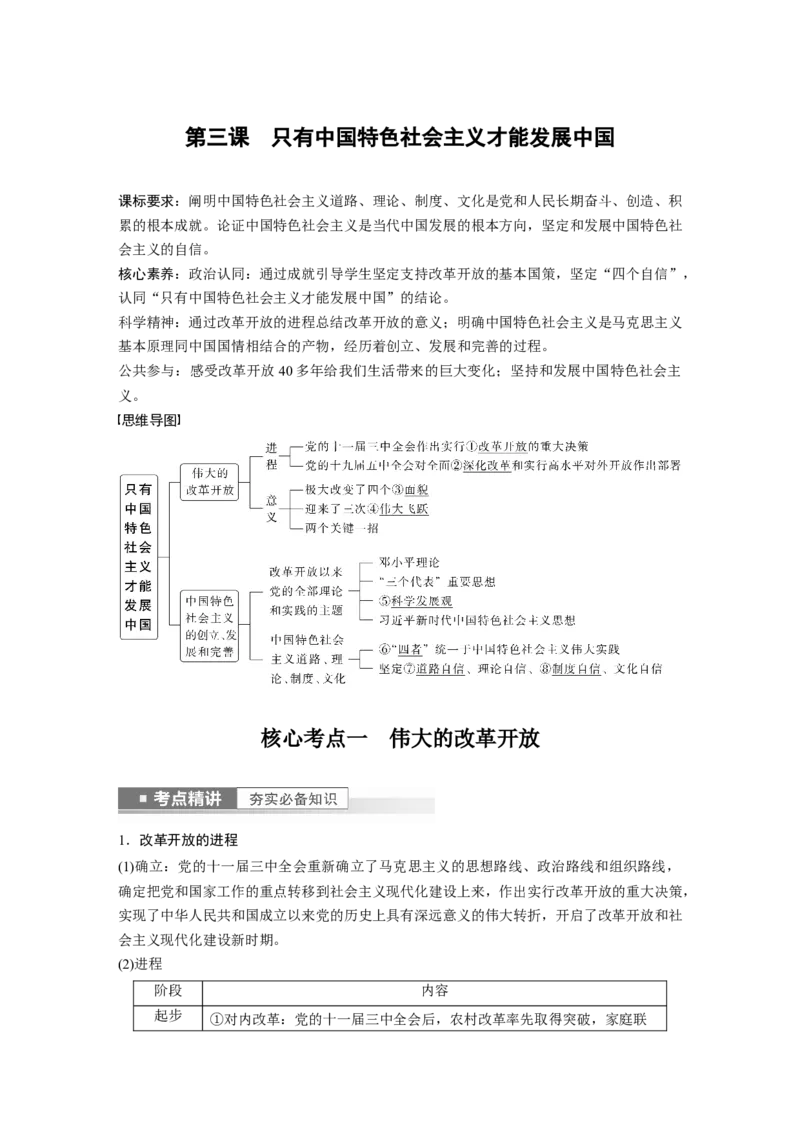 2023年高考政治一轮复习（部编版）第3课只有中国特色社会主义才能发展中国_8.2025政治总复习_2023年新高考资料_一轮复习_2023年新高考大一轮复习讲义