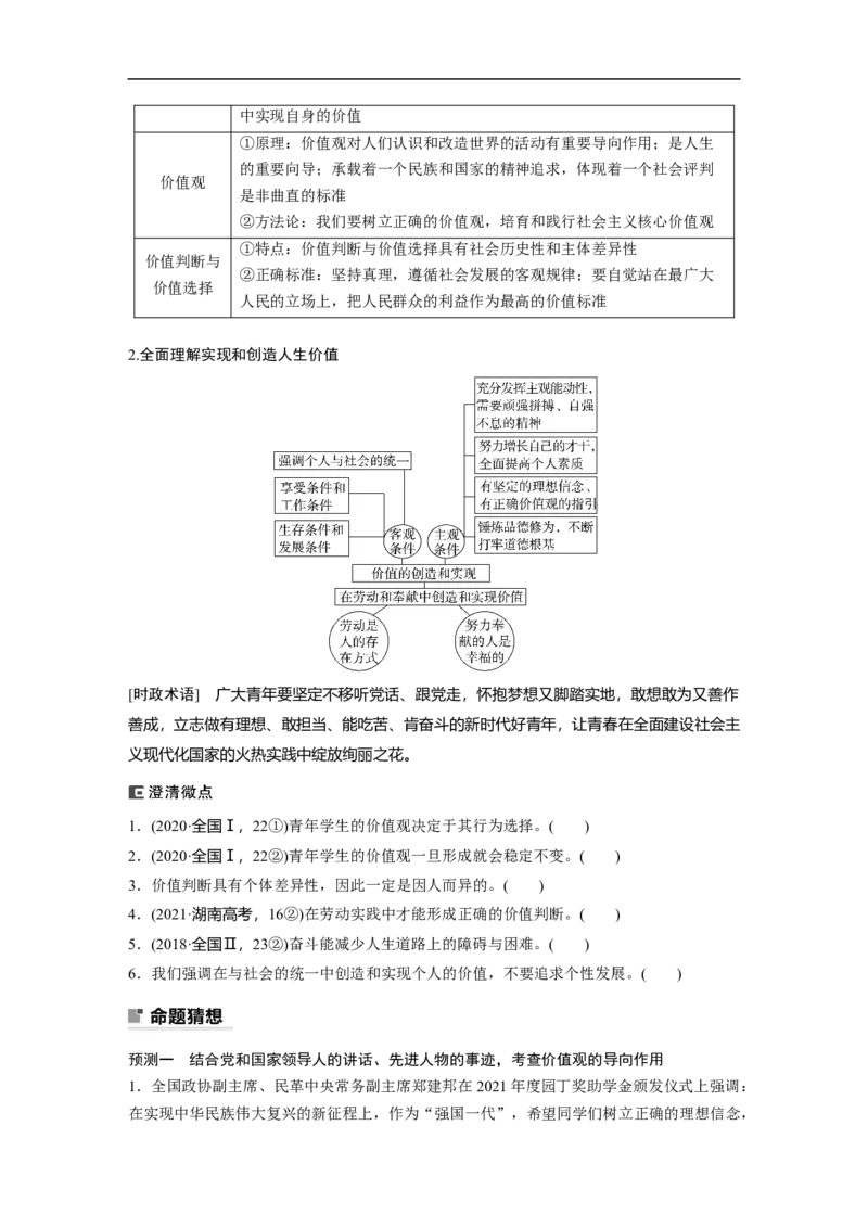 专题10　课时2　社会历史观和人生价值观_8.2025政治总复习_2023年新高考资料_二轮复习_2023年高考政治二轮复习讲义+课件（新高考版）_2023年高考政治二轮复习讲义（新高考版）_学生版