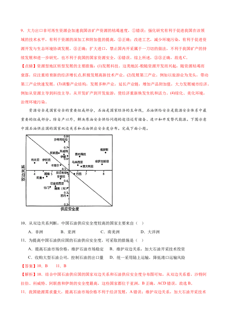重难点14资源、环境与国家安全-2024年高考地理热点&middot;重点&middot;难点专练（新高考专用）（解析版）_9.2025地理总复习_2024年新高考资料_3.2024专项复习