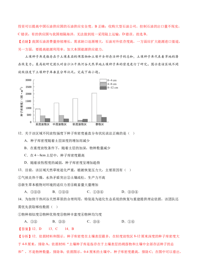 重难点14资源、环境与国家安全-2024年高考地理热点&middot;重点&middot;难点专练（新高考专用）（解析版）_9.2025地理总复习_2024年新高考资料_3.2024专项复习