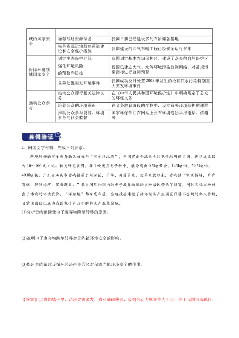 重难点14资源、环境与国家安全-2024年高考地理热点&middot;重点&middot;难点专练（新高考专用）（解析版）_9.2025地理总复习_2024年新高考资料_3.2024专项复习