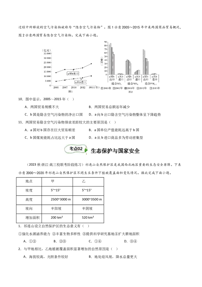 考点巩固卷19环境与国家安全-2024年高考地理一轮复习考点通关卷（新高考通用）（原卷版）_9.2025地理总复习_2024年新高考资料_1.2024一轮复习