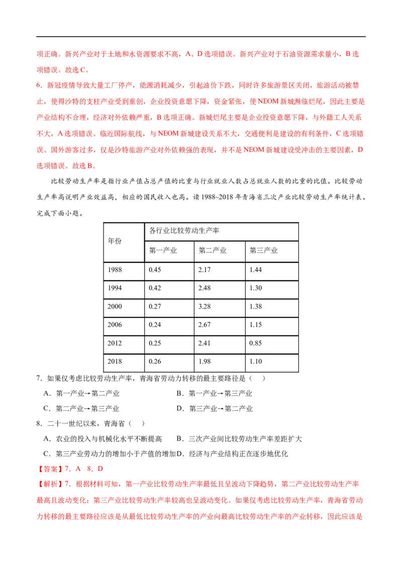 考点02地区产业结构变化-2023年高考地理一轮复习小题多维练（解析版）_9.2025地理总复习_2023年新高考复习资料_一轮复习_2023年高考地理一轮复习小题多维练（新高考专用）