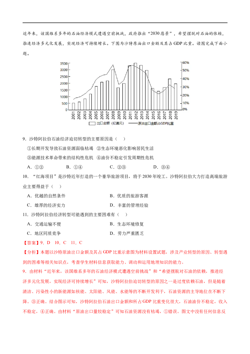 考点02地区产业结构变化-2023年高考地理一轮复习小题多维练（解析版）_9.2025地理总复习_2023年新高考复习资料_一轮复习_2023年高考地理一轮复习小题多维练（新高考专用）