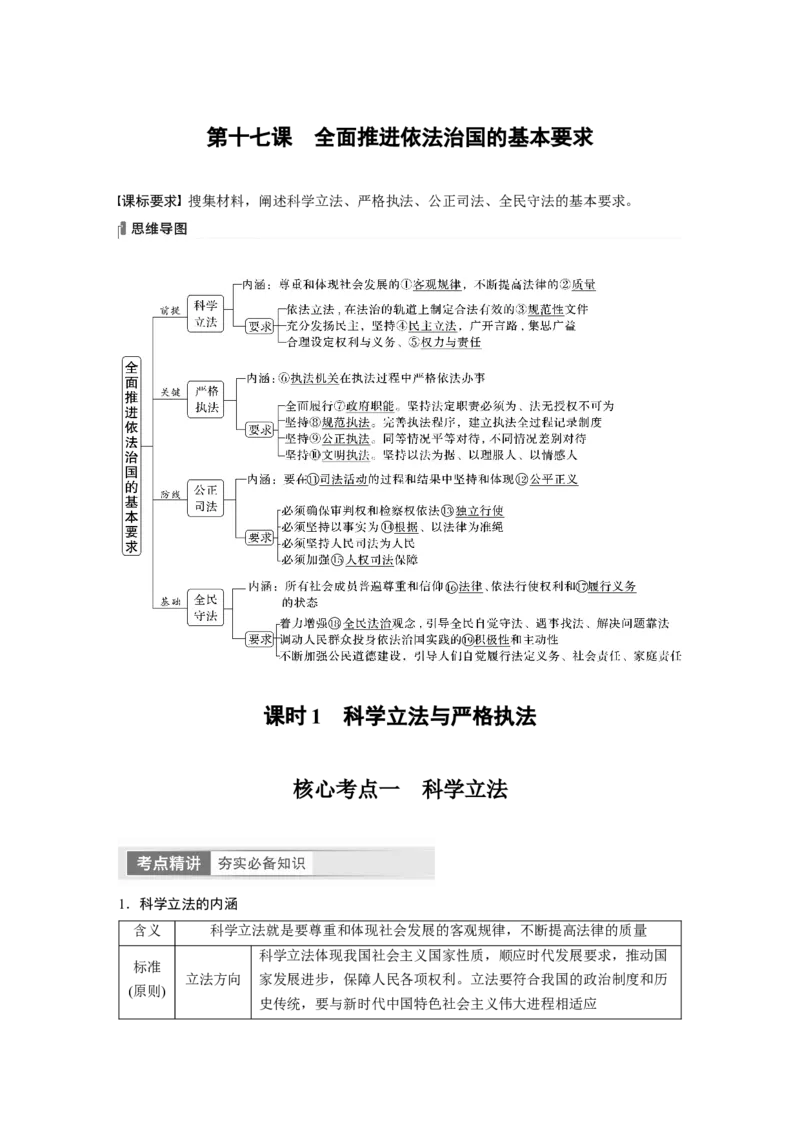 2024年高考政治一轮复习（部编版）必修3　第17课　课时1　科学立法与严格执法_8.2025政治总复习_2024年新高考资料_1.2024一轮复习_2024年高考政治一轮复习讲义（部编版）