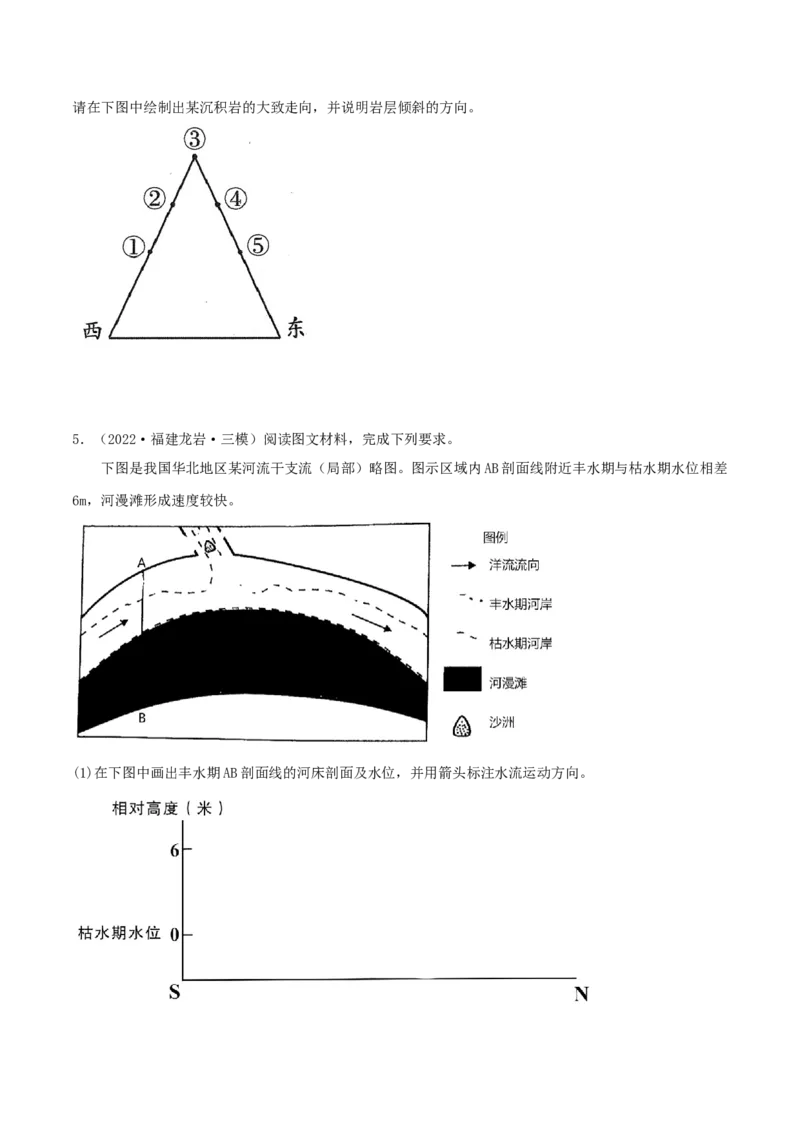 类型10地貌的形成、塑造与观察（原卷版）_9.2025地理总复习_2023年新高考复习资料_专项复习_2023年高考地理实践力之图形绘制或填涂类题型突破（新高考）