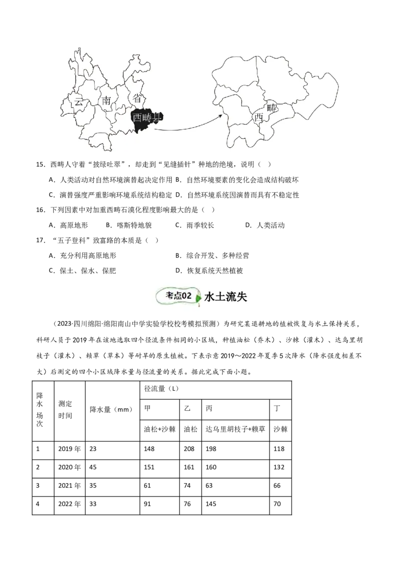 考点巩固卷16生态、资源与区域发展-2024年高考地理一轮复习考点通关卷（新高考通用）（原卷版）_9.2025地理总复习_2024年新高考资料_1.2024一轮复习