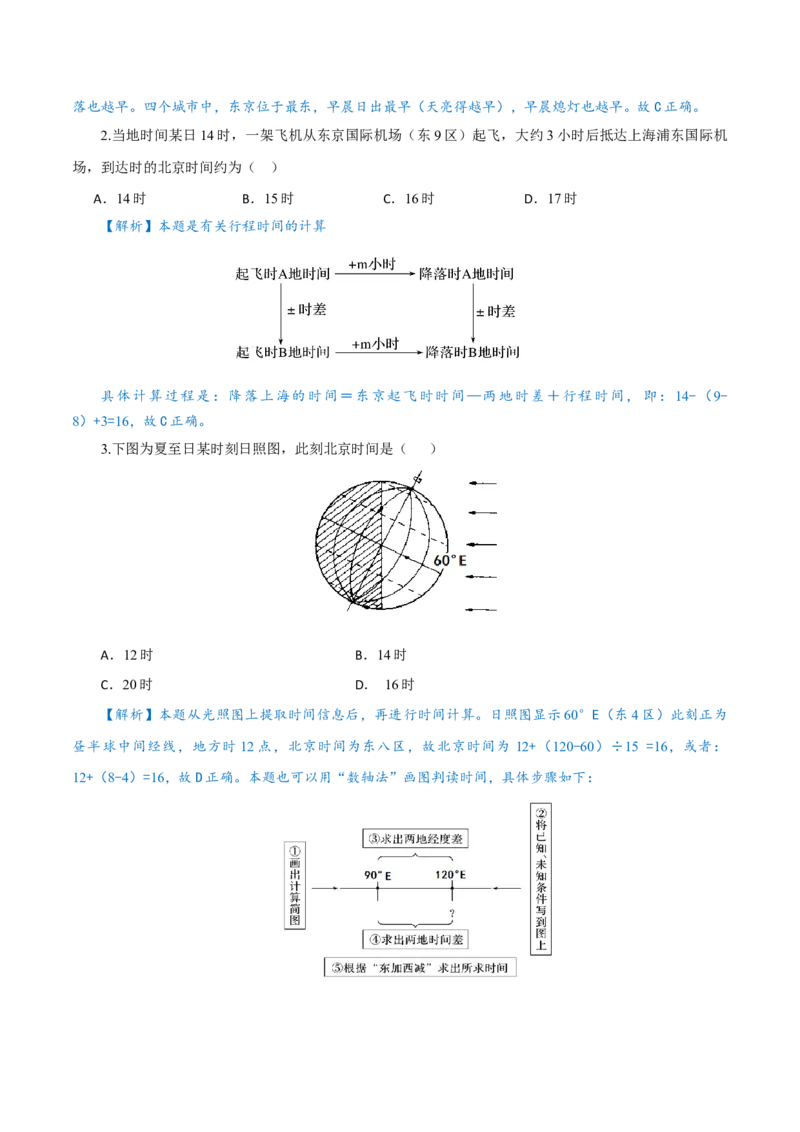 重难点01地球运动的地理意义-2024年高考地理热点&middot;重点&middot;难点专练（上海新高考专用）（原卷版）_9.2025地理总复习_2024年新高考资料_3.2024专项复习