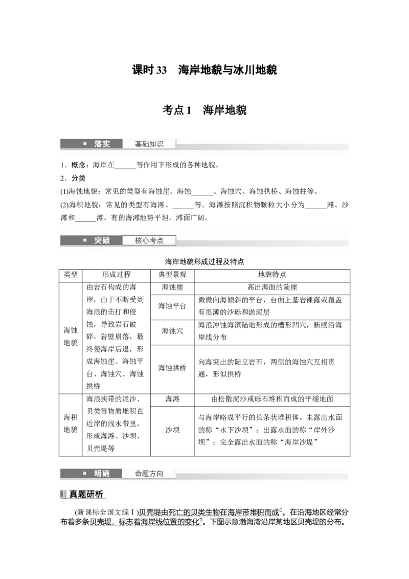 第五章　第3讲　课时33　海岸地貌与冰川地貌_9.2025地理总复习_2025年新高考资料_一轮复习_2025高考大一轮复习讲义+练习（完结）_2025高考大一轮复习地理（人教版）_2025大一轮复习讲义