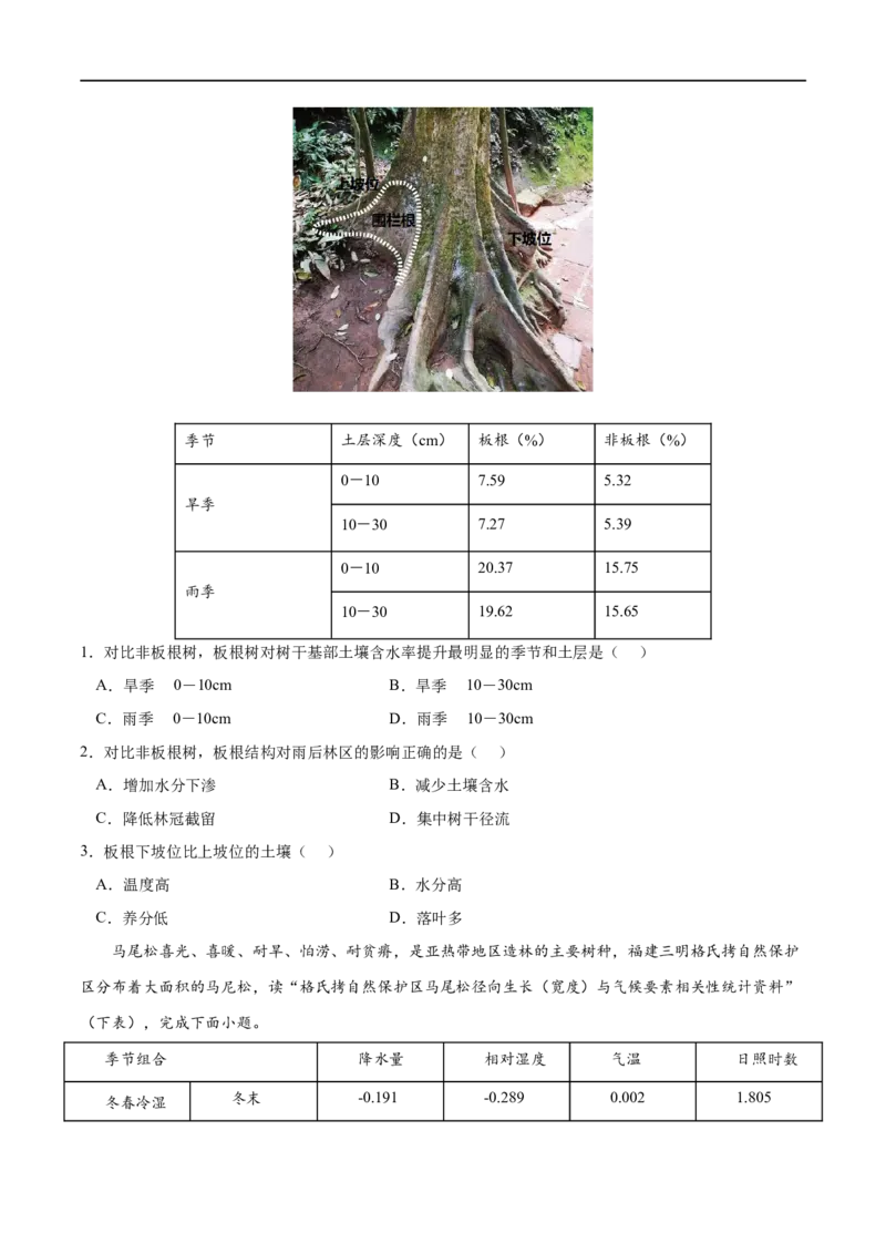 考点01植被-2023年高考地理一轮复习小题多维练（原卷版）_9.2025地理总复习_2023年新高考复习资料_一轮复习_2023年高考地理一轮复习小题多维练（新高考专用）_植被与土壤