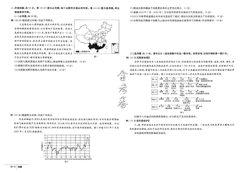 金考卷优秀模拟试卷汇编45套全国卷地理_9.2025地理总复习_地理高考模拟题_老高考_2023年_地理全国卷2023金考卷