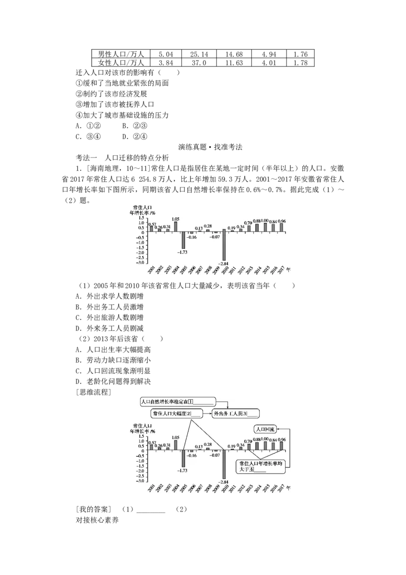 统考版2023版高三地理一轮复习第20讲人口迁移地域文化与人口学生用书_9.2025地理总复习_赠品通用版（老高考）复习资料_一轮复习_通用版2023届高三地理一轮复习全册学案