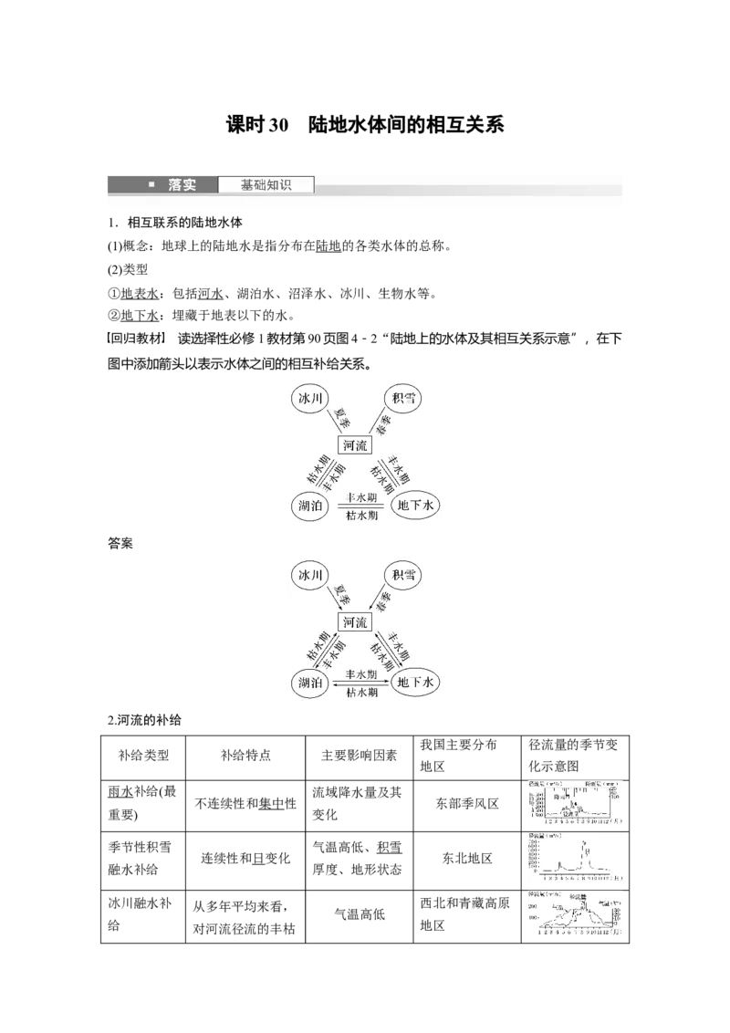 第一部分第五章课时30陆地水体间的相互关系_9.2025地理总复习_2025年新高考资料_一轮复习_2025高考大一轮复习讲义+练习（完结）_2025高考大一轮复习地理（湘教版）
