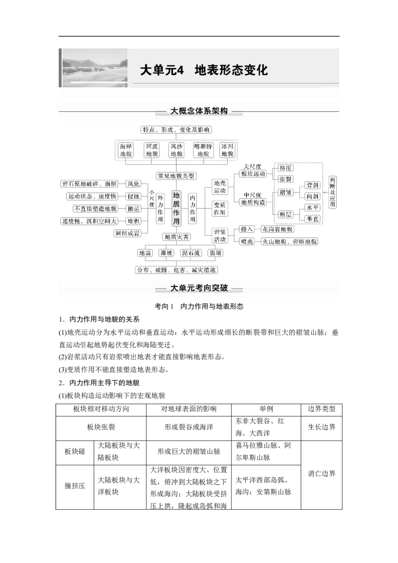 第三部分　大单元4　地表形态变化_9.2025地理总复习_2025年新高考资料_二轮复习_2025年高考地理二轮复习讲义+专题强化练（学生版）_复习讲义