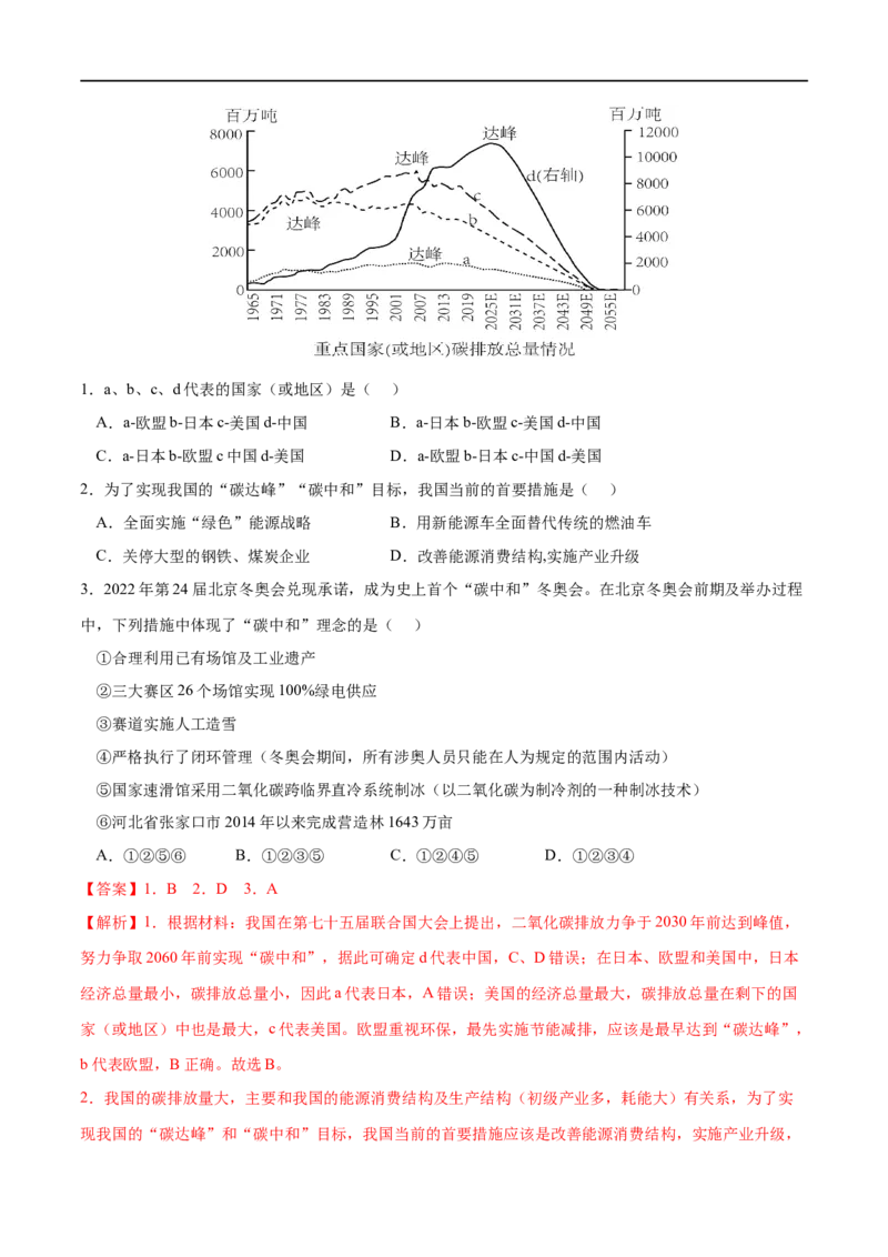 考点02走向人地协调--可持续发展-2023年高考地理一轮复习小题多维练（解析版）_9.2025地理总复习_2023年新高考复习资料_一轮复习_2023年高考地理一轮复习小题多维练（新高考专用）