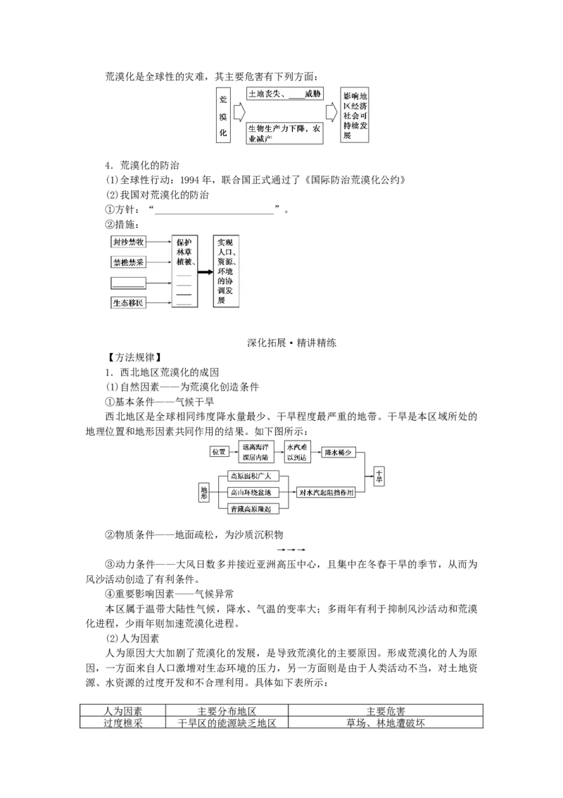 统考版2023版高三地理一轮复习第30讲荒漠化的防治__以我国西北地区为例学生用书_9.2025地理总复习_赠品通用版（老高考）复习资料_一轮复习