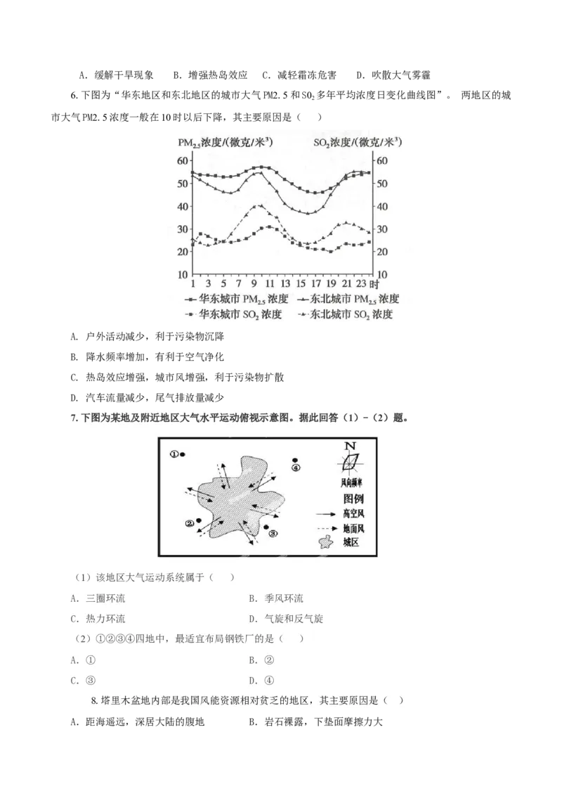 重难点05风-2024年高考地理热点&middot;重点&middot;难点专练（上海新高考专用）（原卷版）_9.2025地理总复习_2024年新高考资料_3.2024专项复习