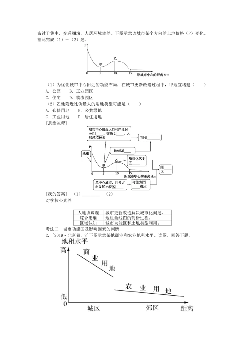 统考版2023版高三地理一轮复习第21讲城市空间结构学生用书_9.2025地理总复习_赠品通用版（老高考）复习资料_一轮复习_通用版2023届高三地理一轮复习全册学案