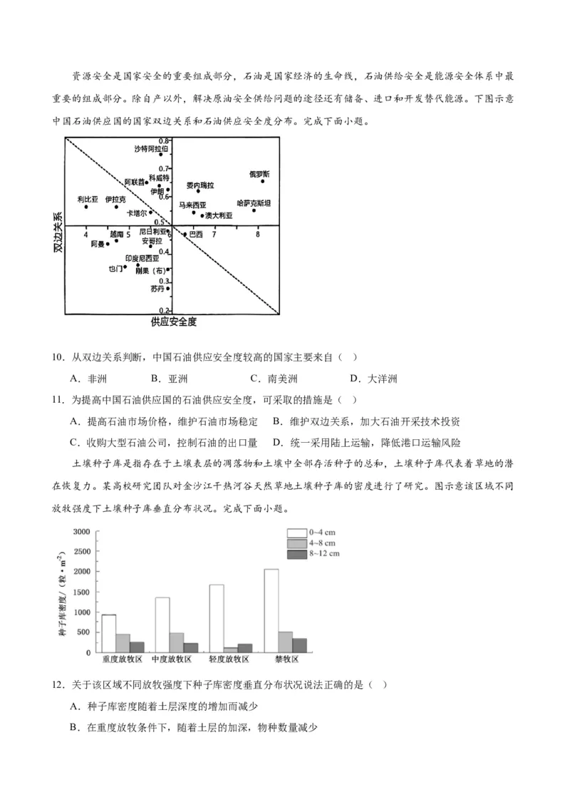 重难点14资源、环境与国家安全-2024年高考地理热点&middot;重点&middot;难点专练（新高考专用）（原卷版）_9.2025地理总复习_2024年新高考资料_3.2024专项复习
