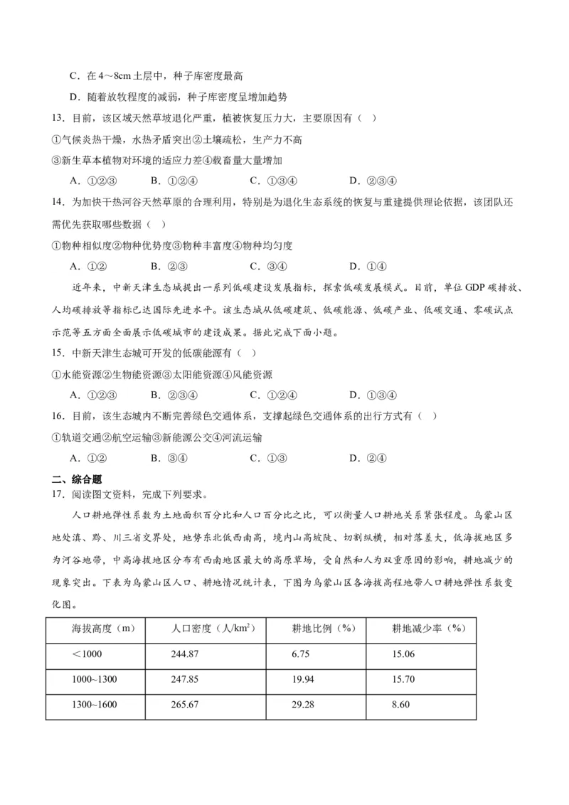 重难点14资源、环境与国家安全-2024年高考地理热点&middot;重点&middot;难点专练（新高考专用）（原卷版）_9.2025地理总复习_2024年新高考资料_3.2024专项复习
