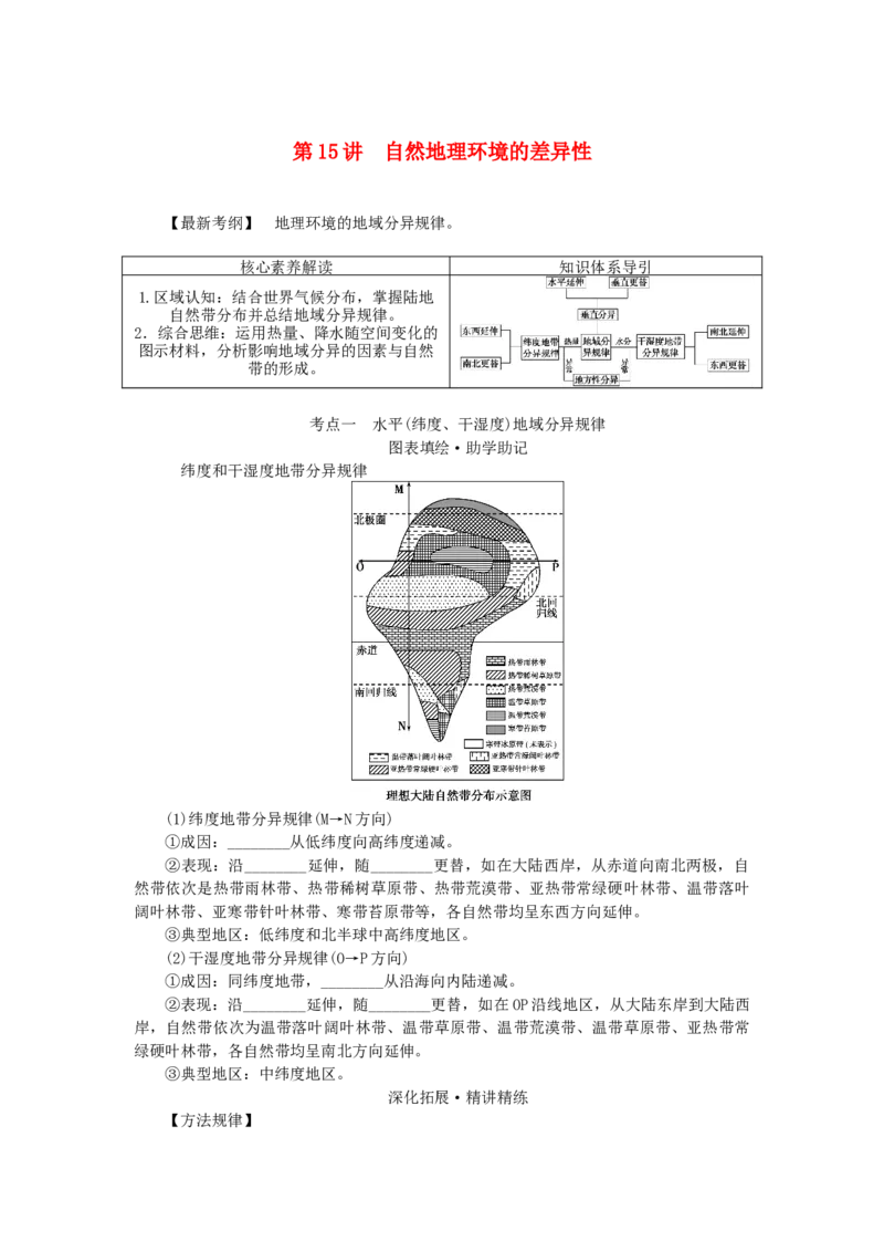 统考版2023版高三地理一轮复习第15讲自然地理环境的差异性学生用书_9.2025地理总复习_赠品通用版（老高考）复习资料_一轮复习_通用版2023届高三地理一轮复习全册学案