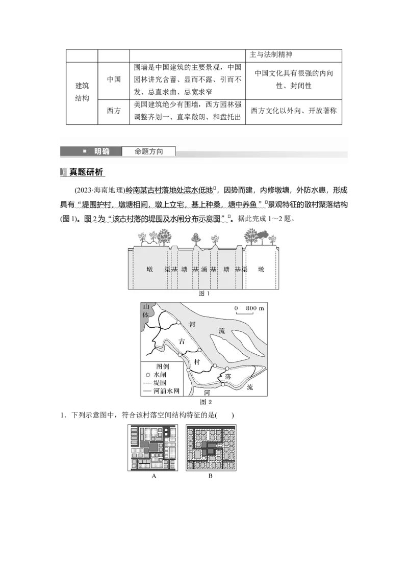 第二章　课时45　地域文化与城乡景观_9.2025地理总复习_2025年新高考资料_一轮复习_2025高考大一轮复习讲义+练习（完结）_2025高考大一轮复习地理（人教版）_配套Word版文档第二部分