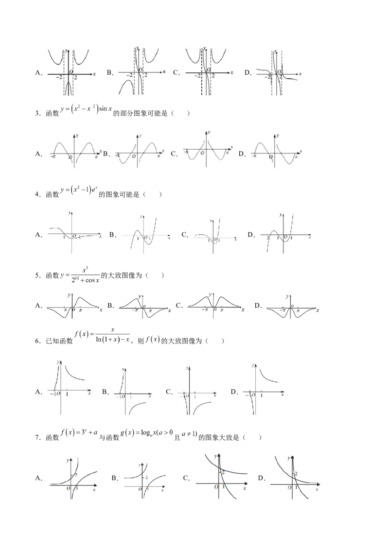 专题12函数的图象(一)(原卷版)_2.2025数学总复习_2023年新高考资料_专项复习_2023年新高考数学函数重点突破（新高考专用）