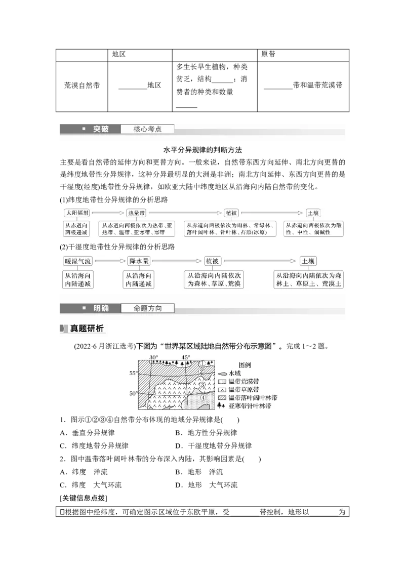 第一部分第六章第2讲课时37　水平分异规律　地方性分异规律_9.2025地理总复习_2025年新高考资料_一轮复习_2025高考大一轮复习讲义+练习（完结）_2025高考大一轮复习地理（湘教版）