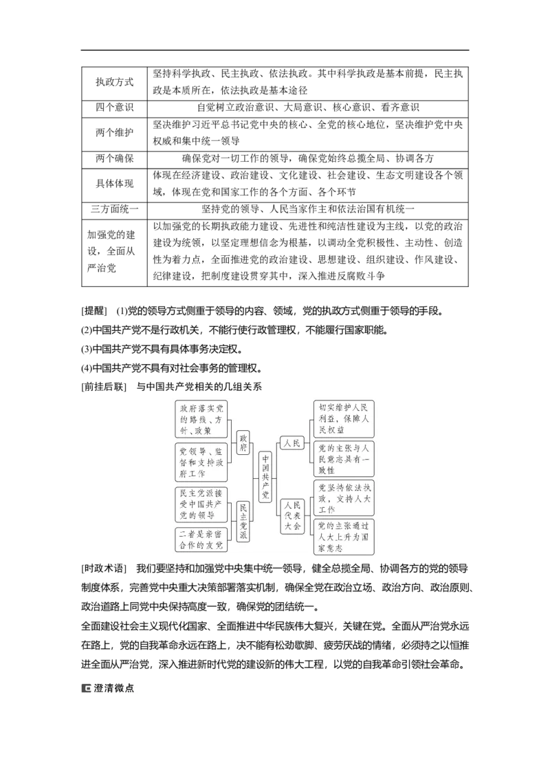 2023年高考政治二轮复习（全国版）专题6　课时1　党的领导与人民代表大会制度_8.2025政治总复习_赠品通用版（老高考）复习资料_二轮复习_2023年高考政治二轮复习讲义（全国版）