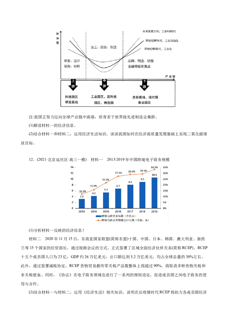 专题04发展社会主义市场经济-2021年高考政治真题与模拟题分类训练（学生版）_8.2025政治总复习_2023年新高考资料_一轮复习_2023年新高考大一轮复习讲义