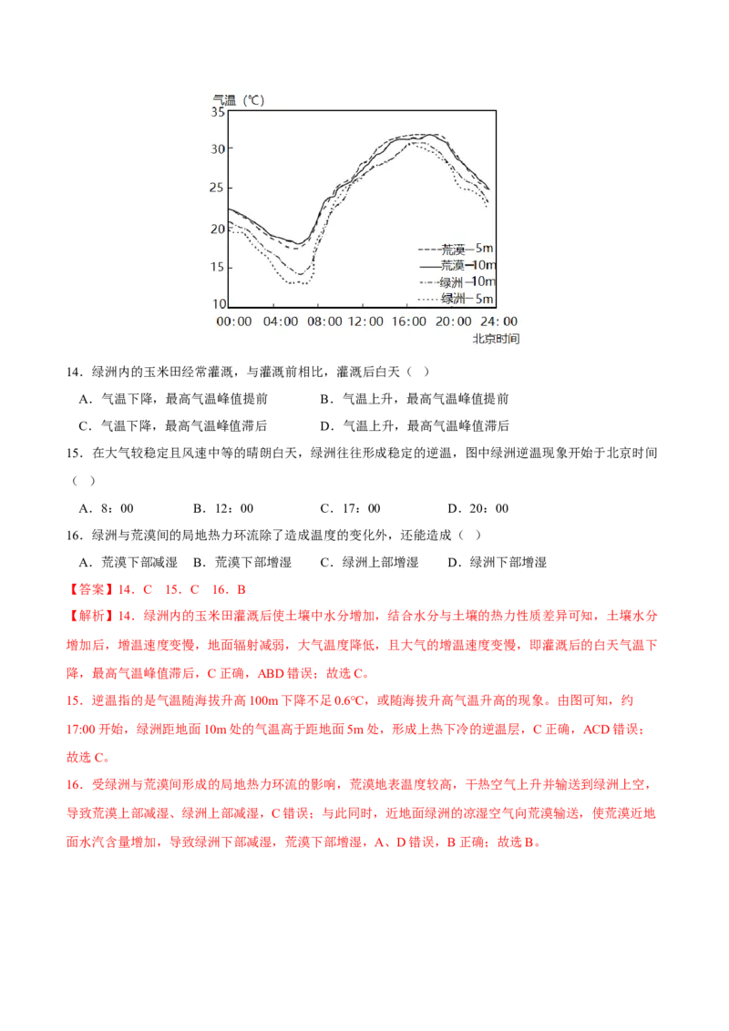 逆温-2023年高三地理二轮小专题练习（新课标）（解析版）_9.2025地理总复习_2023年新高考复习资料_二轮复习_寒假小练2023年高三地理二轮小专题练习（新课标）291470456