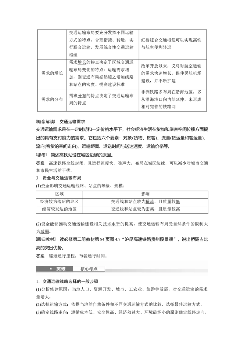 第四章　课时53　区域发展对交通运输布局的影响_9.2025地理总复习_2025年新高考资料_一轮复习_2025高考大一轮复习讲义+练习（完结）_2025高考大一轮复习地理（人教版）