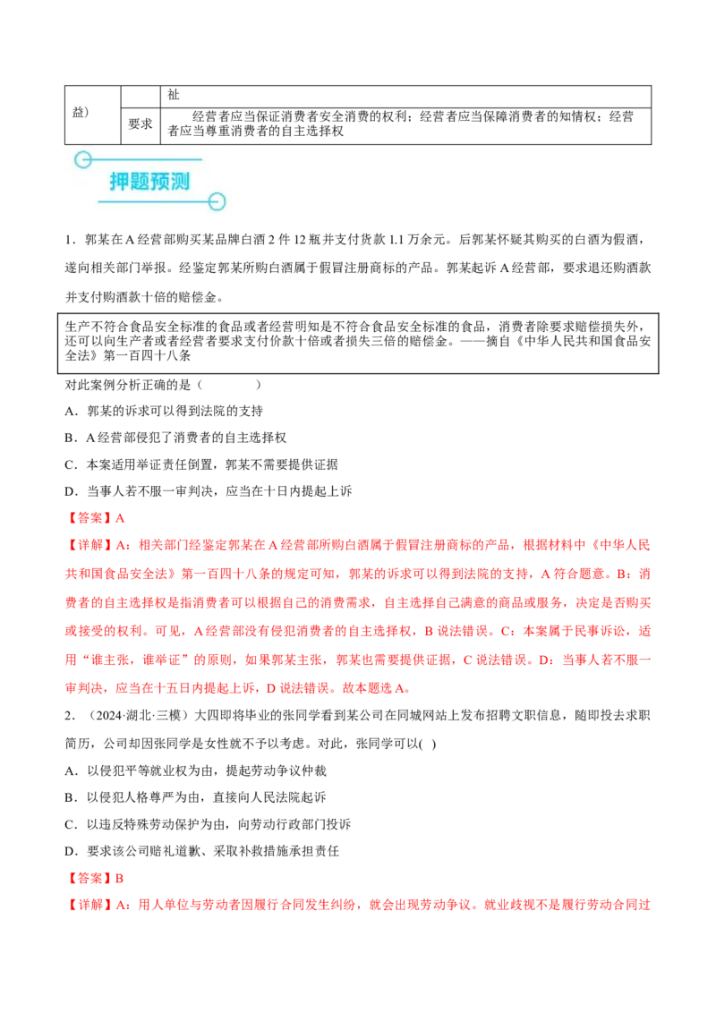 押江苏卷第6题自主创业与诚信经营（解析版）-备战2024年高考政治临考题号押题（江苏卷）_8.2025政治总复习_2024年新高考资料_5.2024三轮冲刺