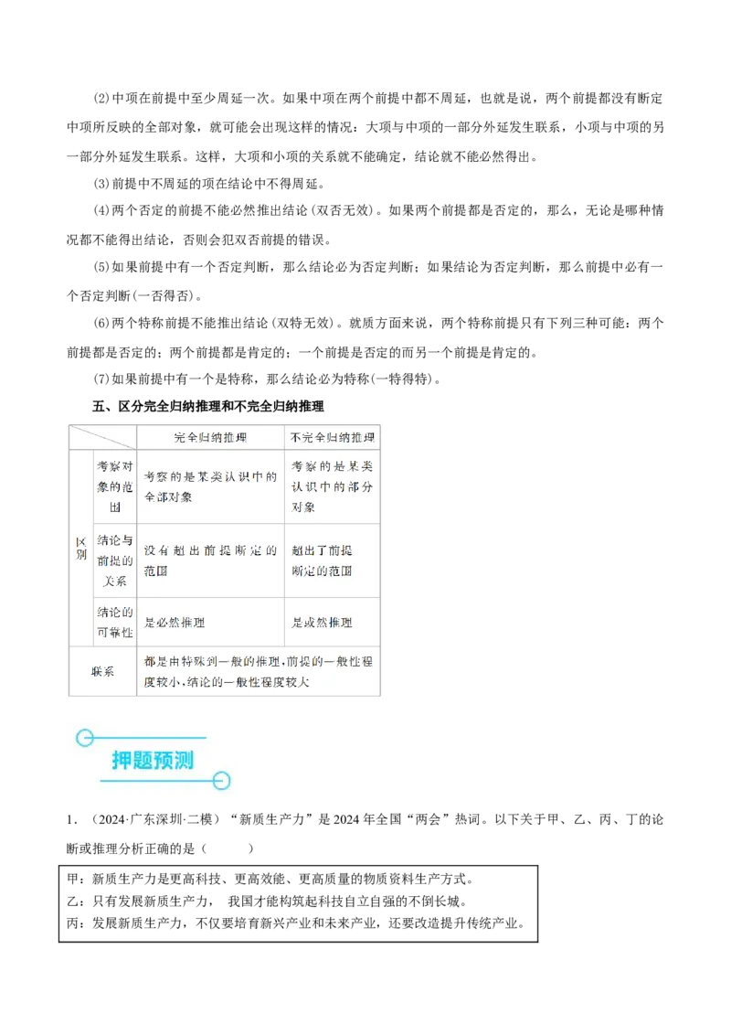 押江苏卷第12题遵循逻辑思维规则（解析版）-备战2024年高考政治临考题号押题（江苏卷）_8.2025政治总复习_2024年新高考资料_5.2024三轮冲刺
