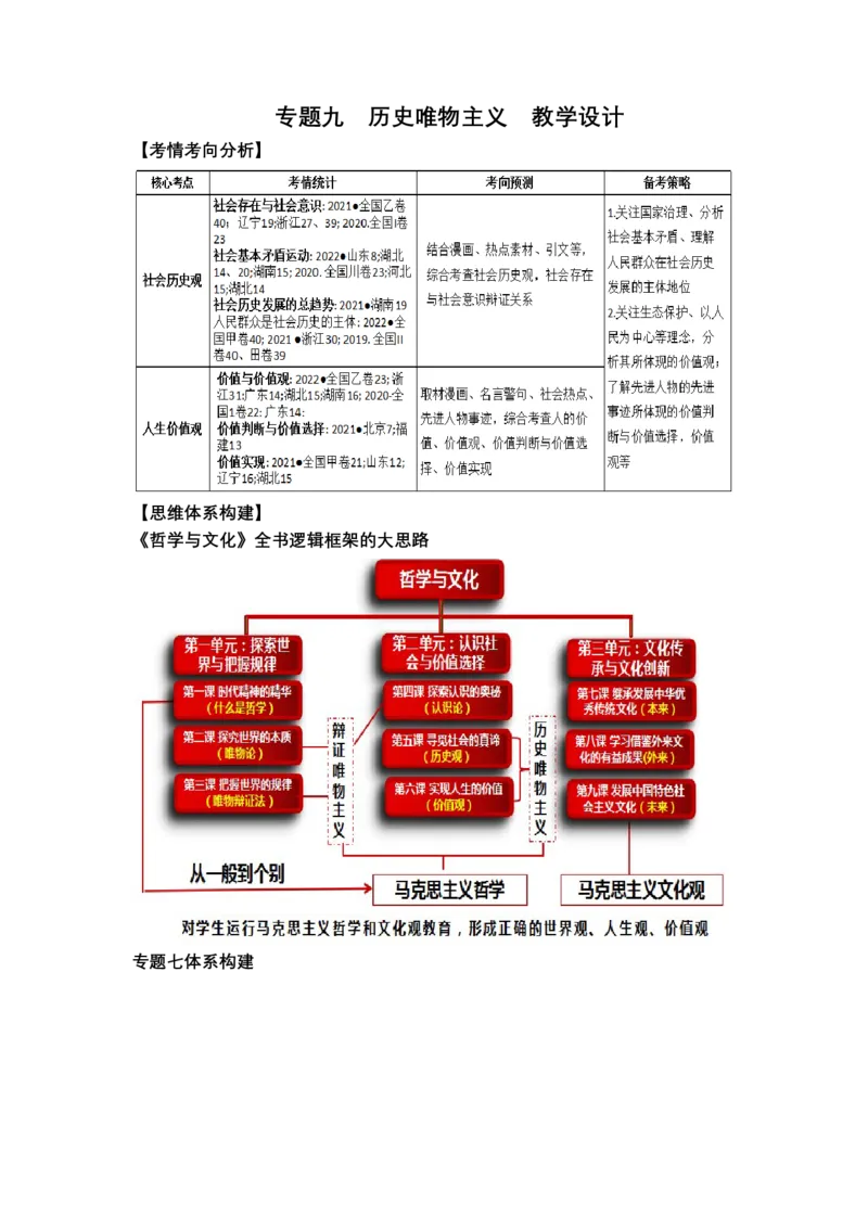 专题九历史唯物主义（教学设计）-2023年高考政治二轮复习讲练测（新高考专用）_8.2025政治总复习_2023年新高考资料_二轮复习_2023年高考政治二轮复习讲练测（新高考专用）